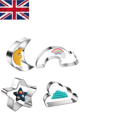Kreatives Edelstahl Ausstecher Formen Set - Mond, Stern, Regenbogen & Wolke