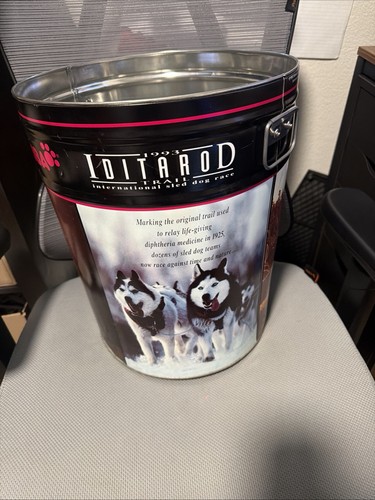 eukanuba dog food can tin vintage 93 iditarod sled trail race