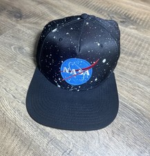 NASA Hat Cap Snap Back Black Buzz Aldrin One Size Stars Adjustable