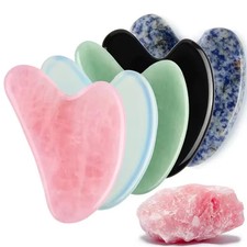 Natural Stone Gua Sha Facial Scraper Rose Quartz Face Neck Massage Tool