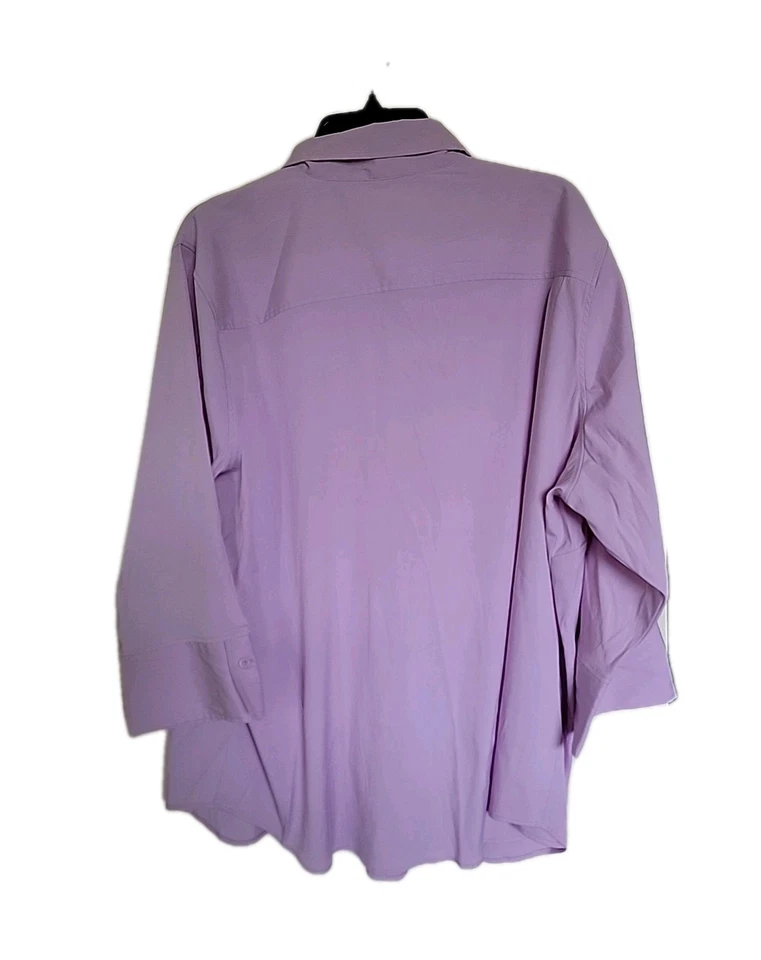 Blusa para mujer North Crest con botones 3X lavanda manga 3/4 talla grande Foto 4 de 4