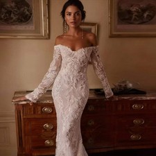 Exquisite Shiny Lace Off-Shoulder Mermaid Wedding Dress