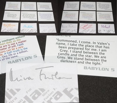 Babylon 5 Quote Cards +Cast Autographs x6 Furlan Boxleitner ++