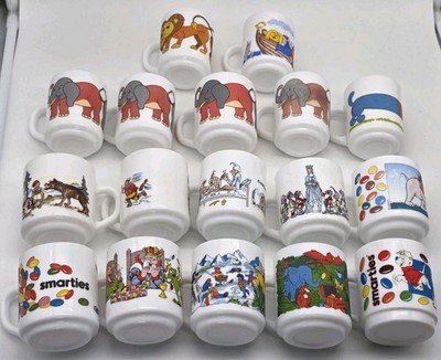17x Arcopal  Tassen Motivbecher Vintage Disney Smarties 70er 80er 