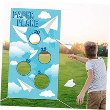  Paper Plane Toss Game Banner, Throwing Target Banner for Glider Airplane, Fun 