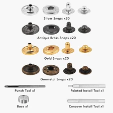 Metal Snap Button Kit - Snap Fastener Tool & Metal Snap Closures Size 20