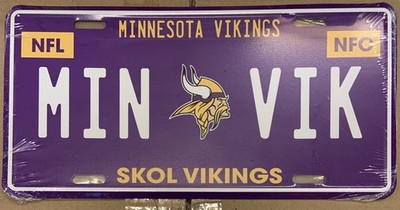MINNESOTA VIKINGS SKOL VIKINGS MIN VIK 6''x12'' METAL LICENSE PLATE NEW WINCRAFT