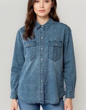 AllSaints Women's Sz: 6 Octavia Blue Denim Pearl Snap L/S Shirt Western