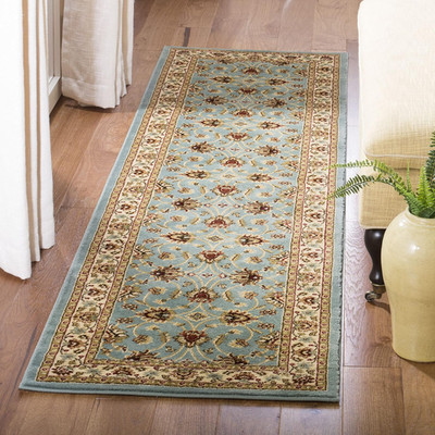 Lyndhurst 2'3'' x 16' Runner Rug - Blue & Ivory, Traditional, Easy Care