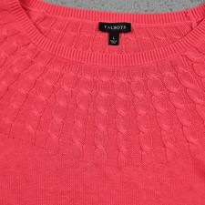Talbots Sweater Womens Large Pink Long Sleeve Pullover Cableknit