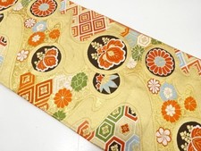 7765775: JAPANESE KIMONO / ANTIQUE FUKURO OBI / SILK / WOVEN MIST  PAULOWNIA 