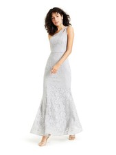 BCX Womens Fit + Flare Maxi Dress Gray Sleeveless Evening Juniors 5