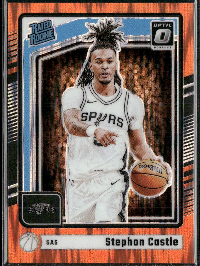 Stephon Castle Rated Rookie RC 2024-25 Donruss Optic Orange Shock /225 Spurs