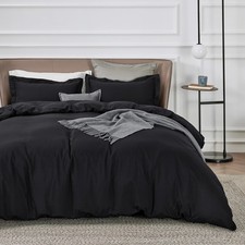 Home King Duvet Cover Set 104x90 Ultra Soft Polyester Microfiber Black