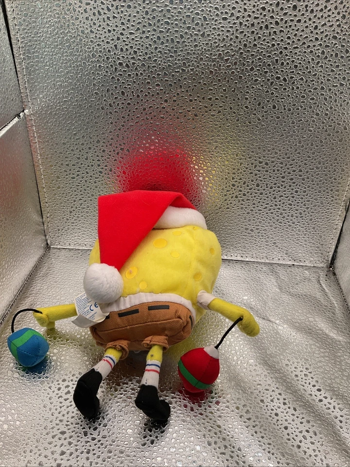 SpongeBob Christmas Holding Ornaments plush by Applause vintage 2003 Rare 7" - Image 2 of 3