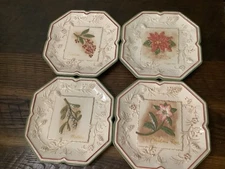 Mow Market Plates Floral Ceramic Decorative 8.35” Embossed 