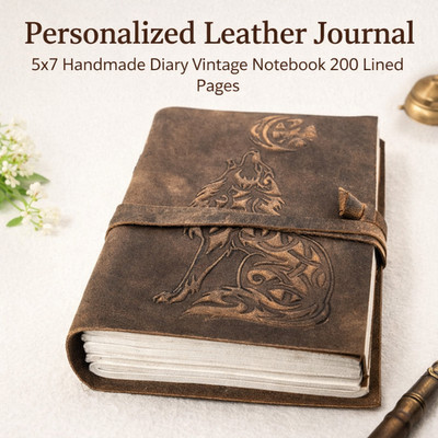 Handmade Genuine Leather Journal Diary 7x5''   Double Lock Closure  200Blank Page