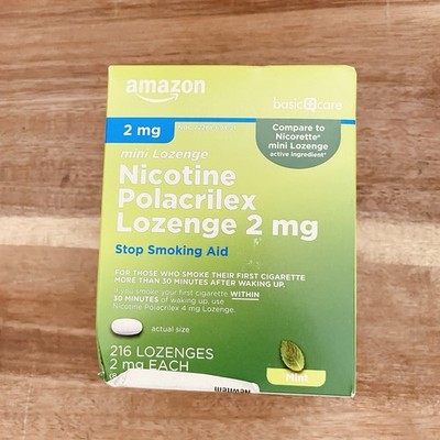 Amazon Basic Care Nicotine Polacrilex Mini Lozenge, 2 mg (216 count) Exp 07/2027
