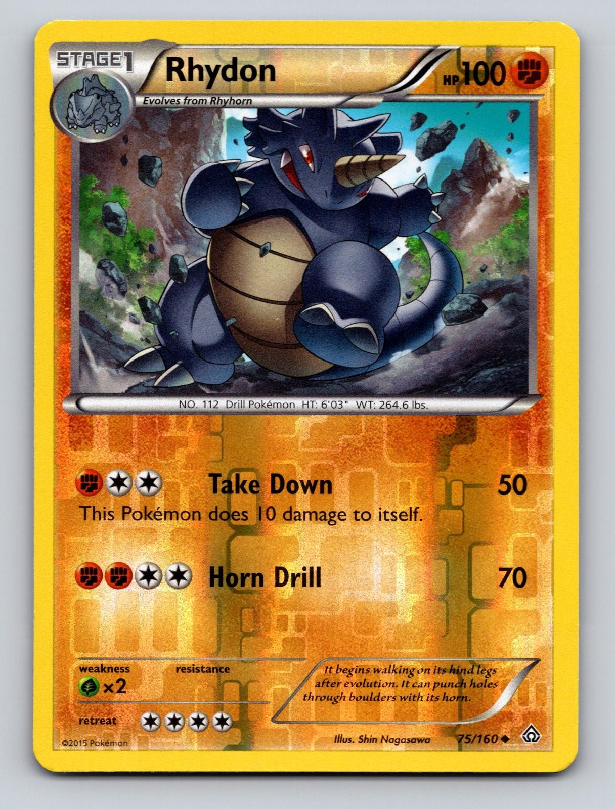 Rhydon 75/160 Uncommon Primal Clash Pokemon Reverse Holo NM