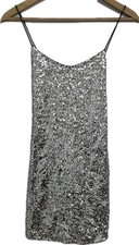 Aiyaliu Ladies Black And Silver Sparkly Dress Size L