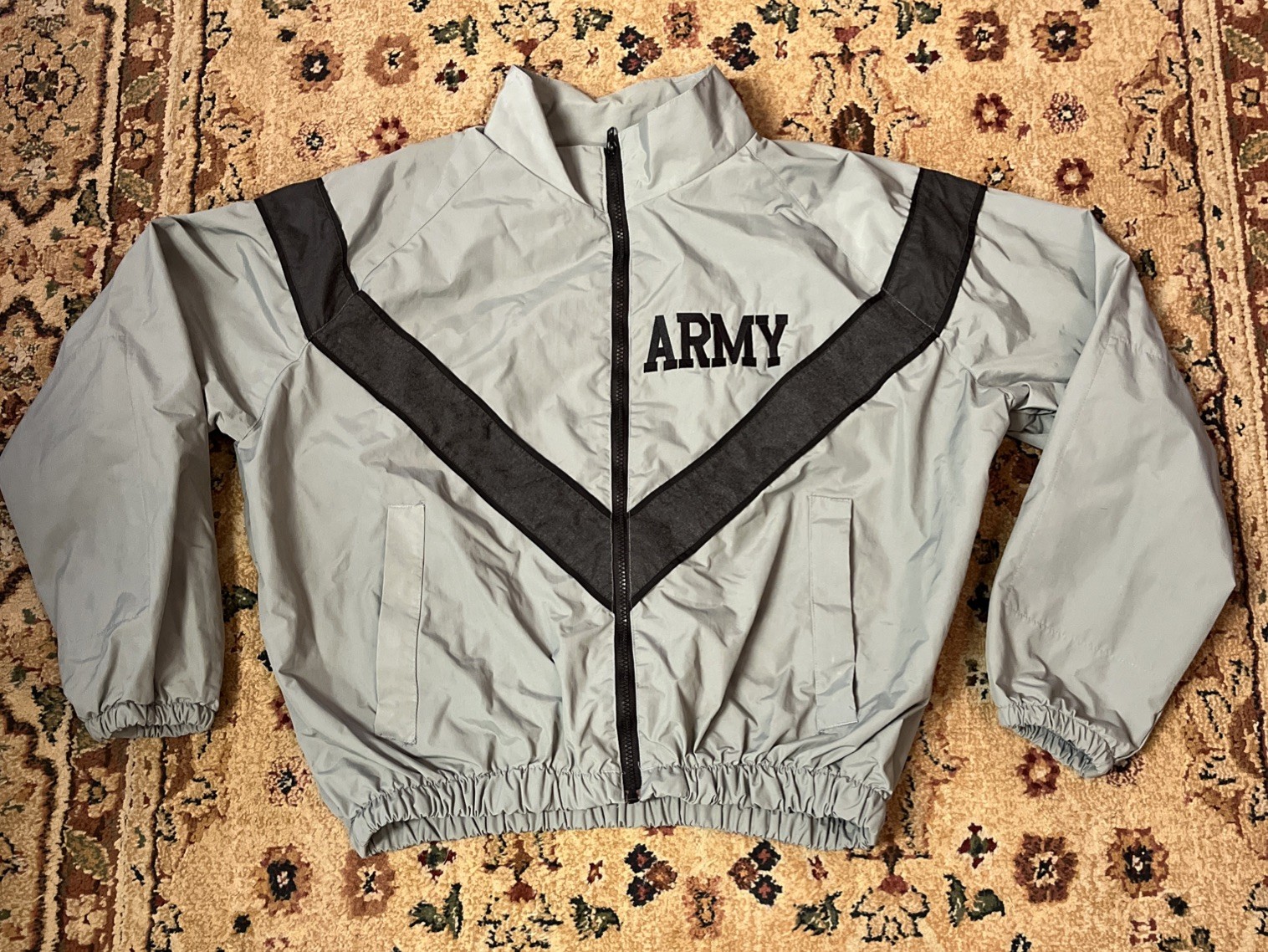 Army Jacket Mens Small Regular Gray Coat Physical Fitness Uniform USA Military