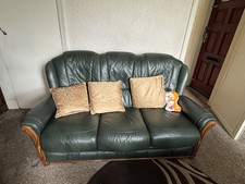 green leather 3 seater sofa