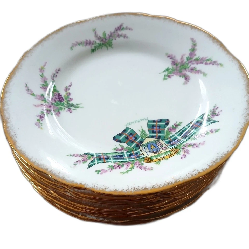 10 Royal Stafford Tartan Series Clan Plates Bread Butter 6" Gold Trim Scotland - Image 2 of 4