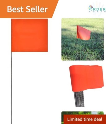 Construction Flags Orange 2x3 Inch PVC Durable Flags with 15 Inch Staffs 100 ...