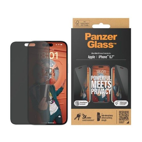 Panzer Glass, Displayschutz aus gehärtetem Glas für iPhone 15 Plus Privacy - Bild 3 von 4