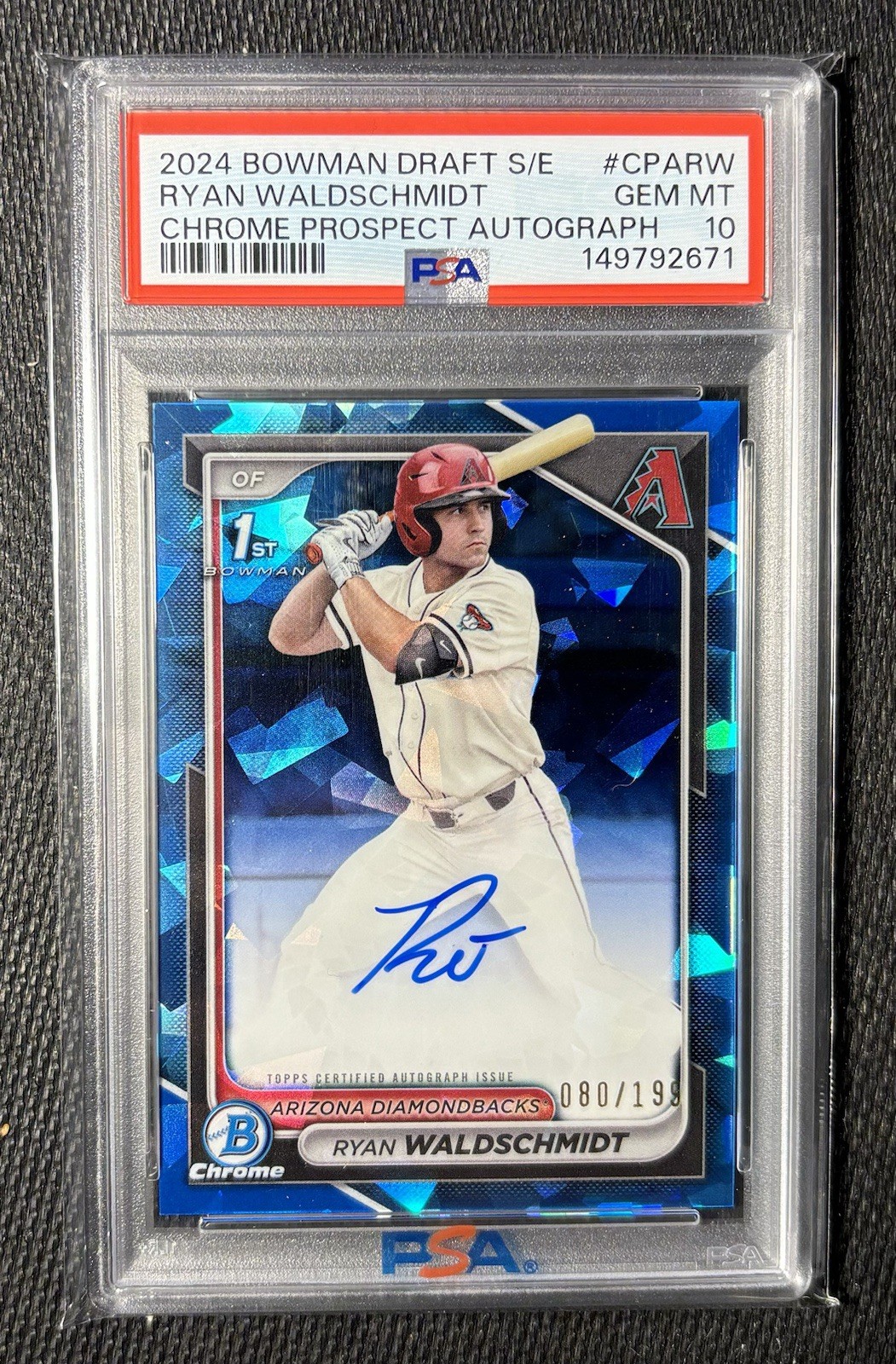2024 Bowman Draft Sapphire Ryan Waldschmidt 1st Chrome Auto /199 #CPA-RW Psa 10
