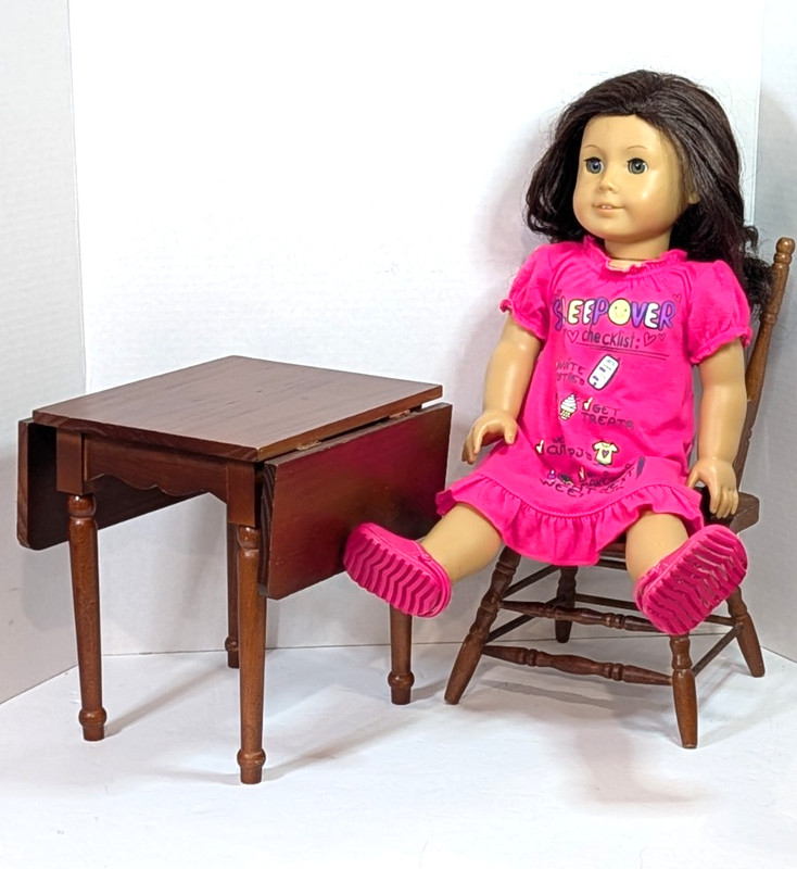 Awesome American girl doll with Vintage American Drop Leaf Dining  Table & Chair