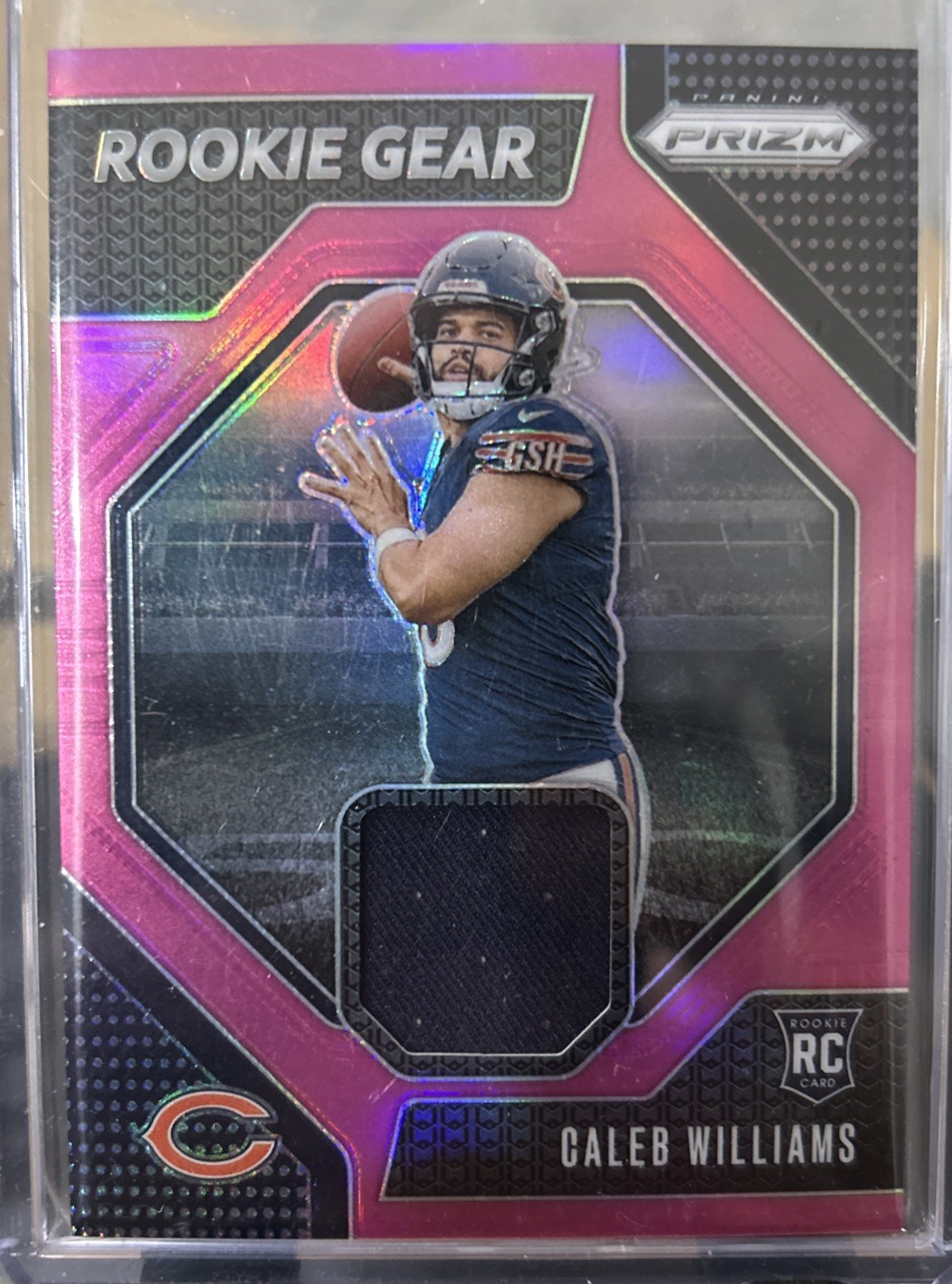 2024 Panini Prizm - Rookie Gear Caleb Williams #RG-CWS Pink Prizm (MEM, RC)