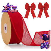 Juteband 4Cm Breit 10M Rot Geschenkband Mit Draht Deko Basteln Weihnachten
