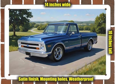 Metal Sign - 1968 Chevrolet C10 Pickup Truck 2 Oil Painting - 14x10