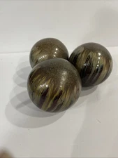 Decorative 3” Ceramic Carpet Balls Set of 3 Sphere Drip Pattern