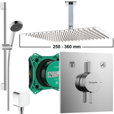 Hansgrohe Duscharmatur DuoTurn E Unterputz Regendusche, Ibox 2, Deckenanschluss