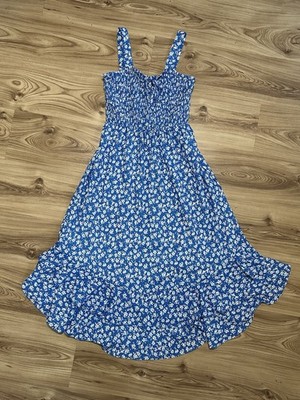 Grace Karin Kleid Gr. S Blau/weiß geblümt Sommerkleid Midikleid