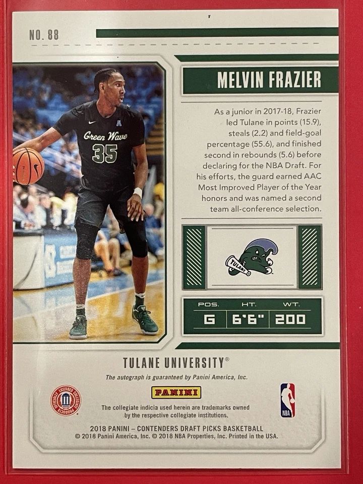 2018 Panini Contenders Draft Melvin Frazier Jr Picks College Ticket Auto RC #88 - Image 2 of 2
