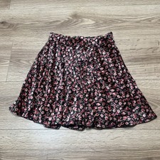 Women's Hollister Skirt Size small Black pink Floral Knit Pull On Elastic