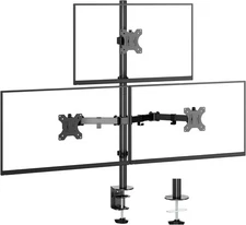 3 Monitor Desk Mount for 17 to 32 inch Screens, Fully Adjustable Triple Monitor 