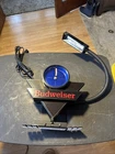Vintage 1990's Budweiser Beer Topper Light Clock Beer Sign with Gooseneck Lamp