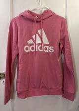  ADIDAS  Loungewear Sweatshirt Essentials Logo Fleece Hoodie Sz M- Pink- NEW 