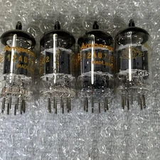 Matched Quad Amperex 12AU7/ECC82 Dimple Disc Getter Holland 71, Test 74-79%