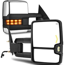 L+R Chrome Power Heated Tow Mirror for 99-02 Chevy Silverado Sierra 1500/2500HD