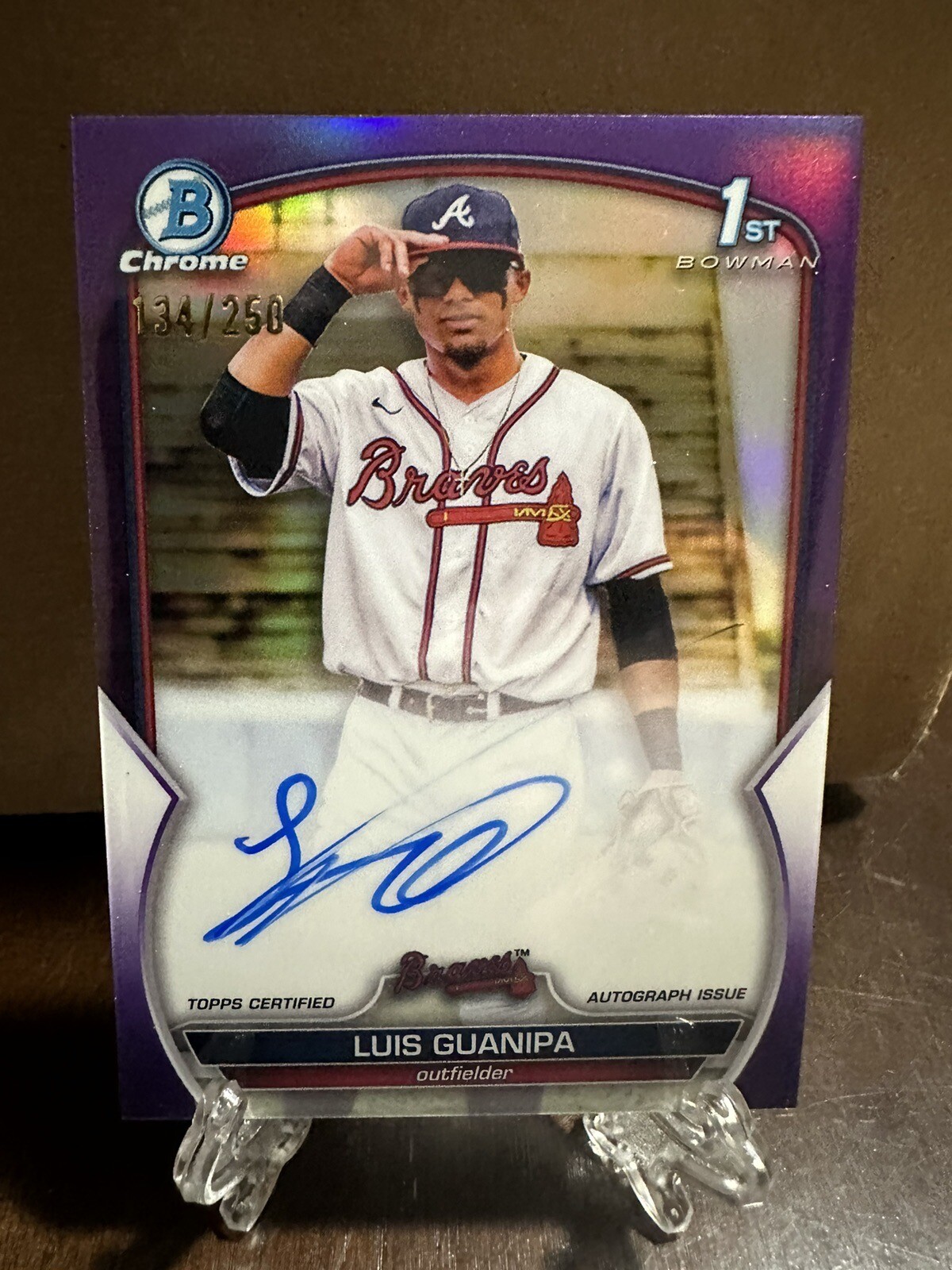 2023 Bowman Chrome Luis Guanipa Purple Auto /250 CPA-LG Atlanta Braves