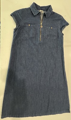 anne klein denim dress Womens Blue Shift Size 4 Retail $99 wash care and an imported construction Anne Klein Women's Split-Neck Puff-Sleeve