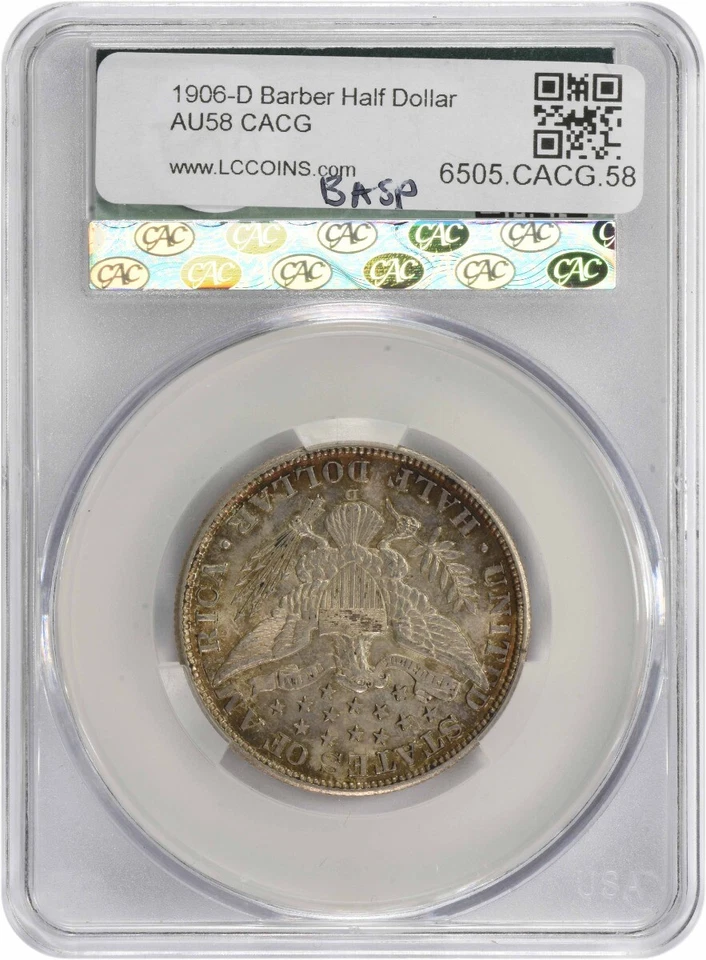 1906-D Barber Silver Half Dollar AU58 CACG - Image 2 of 4