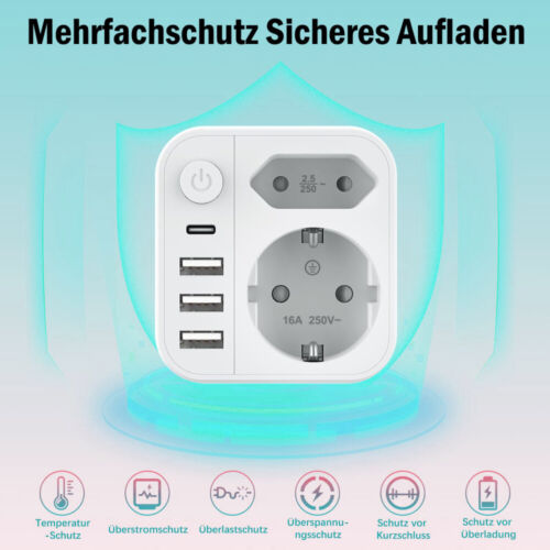 UK/US Reiseadapter England Stecker Typ G Stromadapter für Irland Dubai USB/TYP-C - Bild 31 von 32