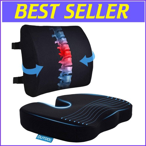 Non-Slip Ergonomic Seat Cushion & Lumbar Pillow - Comfortable Support for Travel