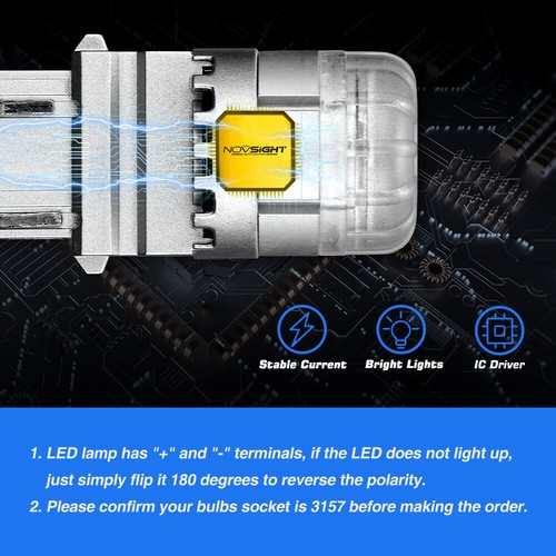NOVSIGHT 3156 3157 LED Backup Reverse Light Bulbs Turn Signal Lamp Super Bright - Picture 5 of 27